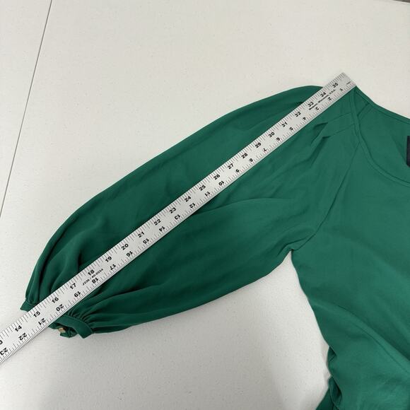Maeve Anthro Womens Dress 4 Green Valparaiso Chiffon Tie Bow Front Career Preppy - Picture 7 of 16